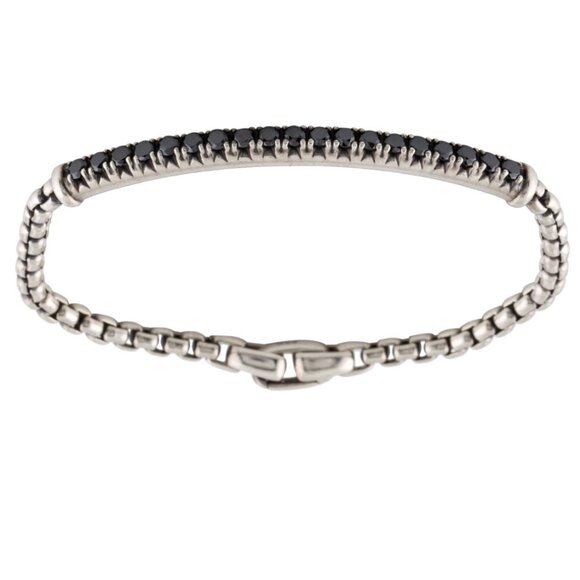 DAVID YURMAN DIAMOND 1.33CTW STERLING SILVER 925 METRO LINK BRACELET - Picture 4 of 7